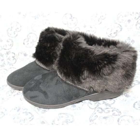 Isotoner Womens Microsuede‎ Mallory Boot Slippers Womens Size 9,5-10 Black - Picture 1 of 8